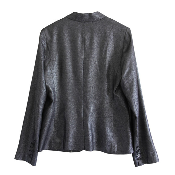 Tory Burch Pant Suit Size 8/10 Jacket Pants Metallic Gray Shimmer 2 Piece Outfit - Picture 4 of 12